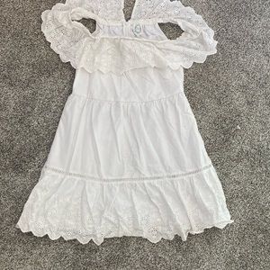 Blue Rain off the shoulder white dress